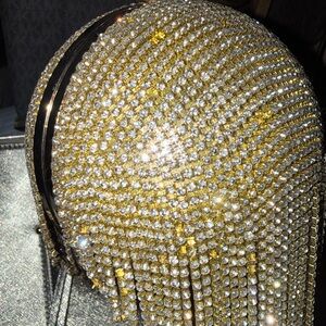 Gold and Silver Rhinestone Fringe Clutch